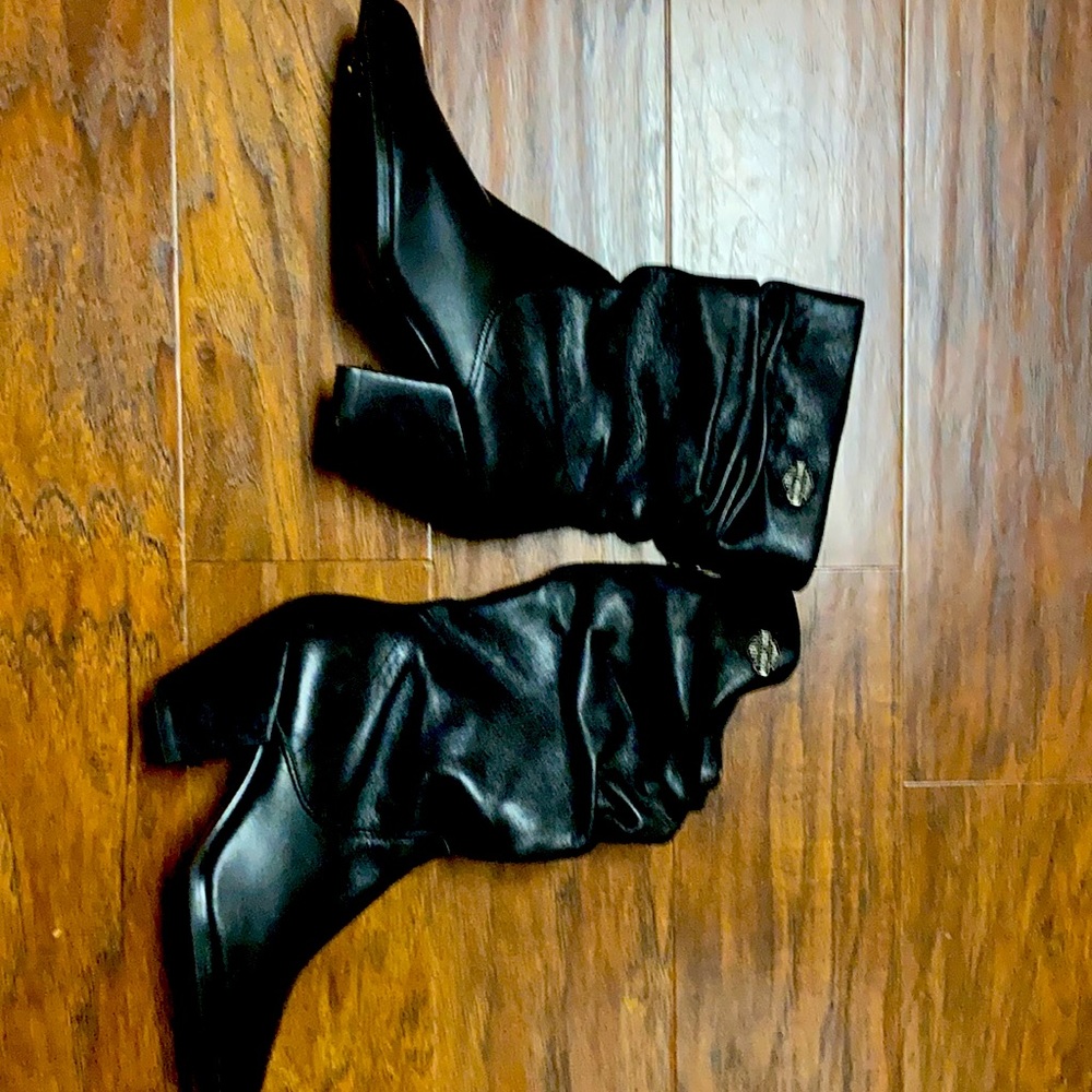 HARLEY-DAVIDSON Black Slouchy Cowboy Boot, 6.5